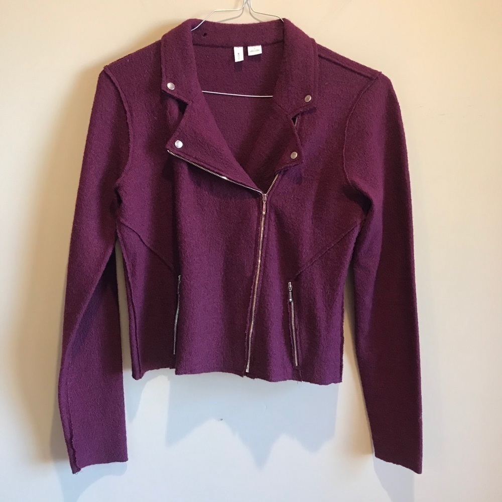 Anthropologie Moth Wool Side Zipper Moto Jacket
